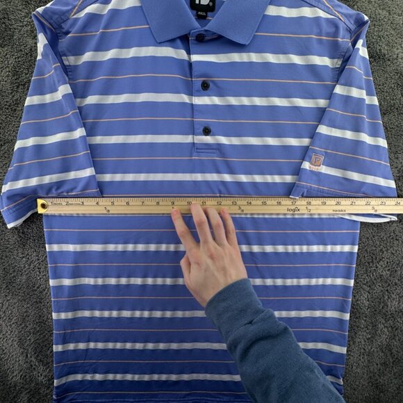 Footjoy Short Sleeve Golf Polo Shirt Blue Striped Medium Stretch 1908 Mystery - Picture 5 of 16